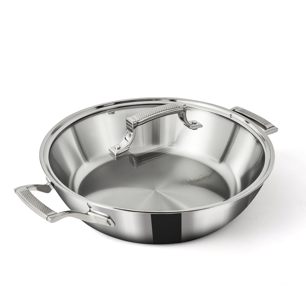 Tri-Ply Stainless Steel 12-Inch Everyday Pan with Glass Lid
