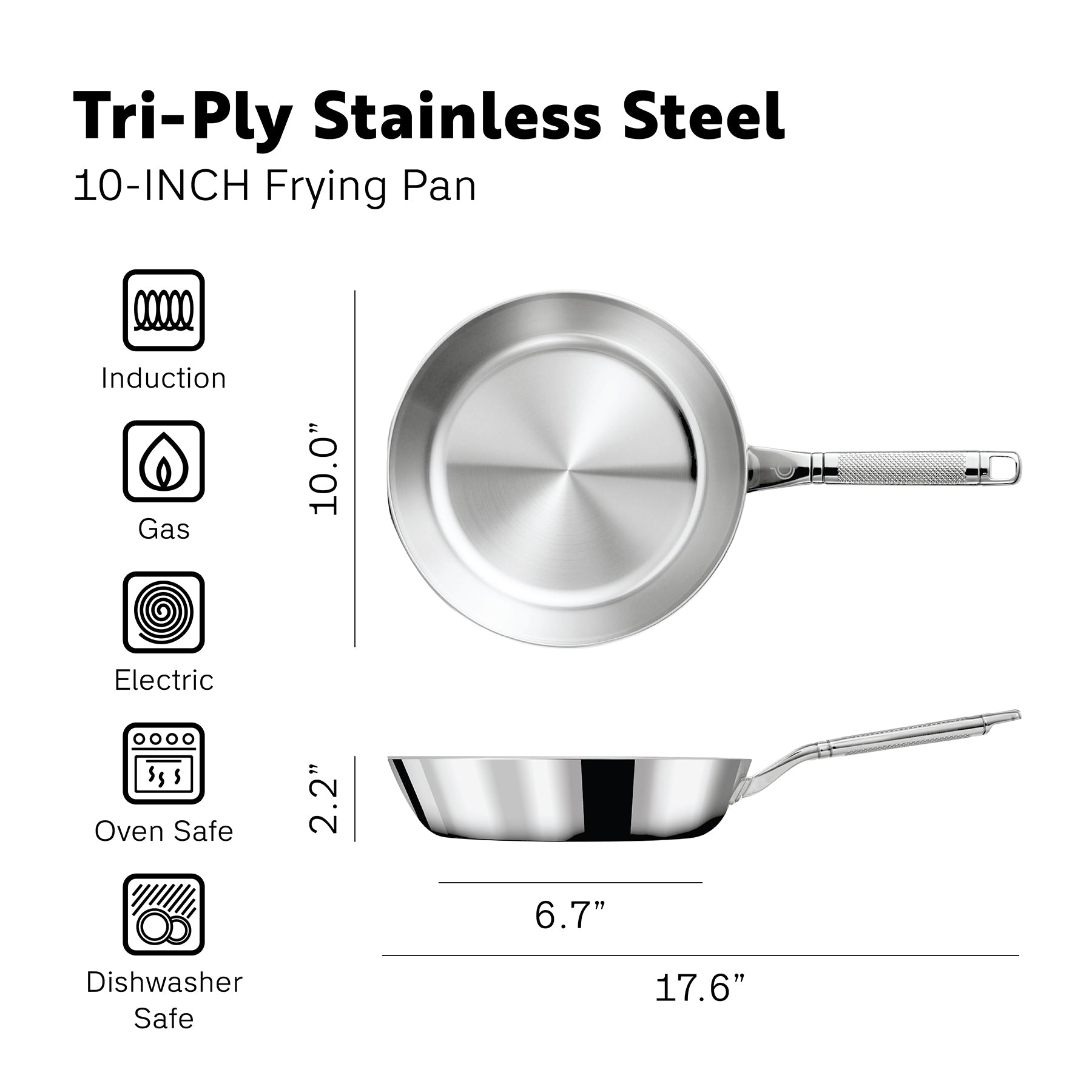Tri-Ply Stainless Steel 10-Inch Frying Pan