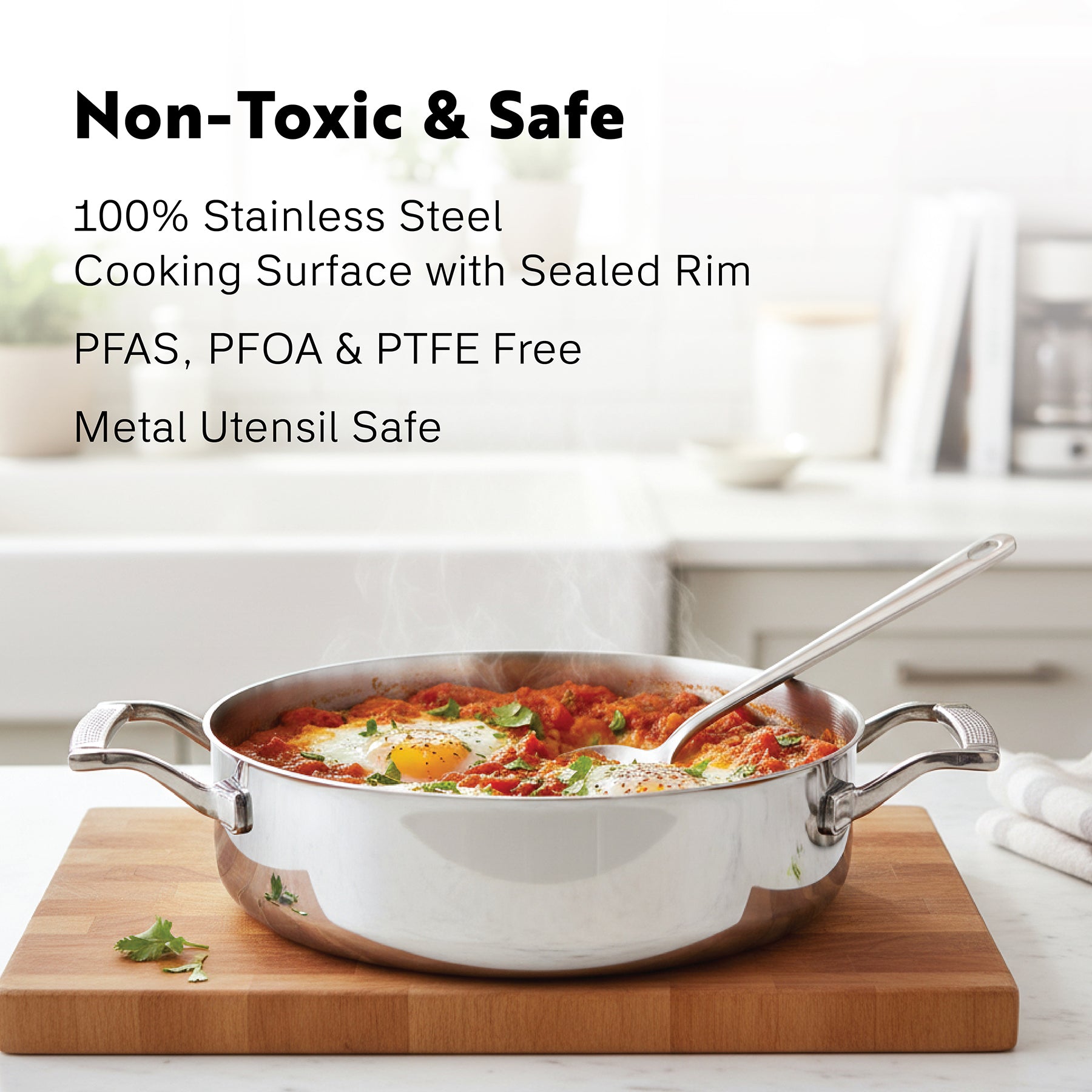 Tri-Ply Stainless Steel 
3-Quart Sauté Pan with Glass Lid